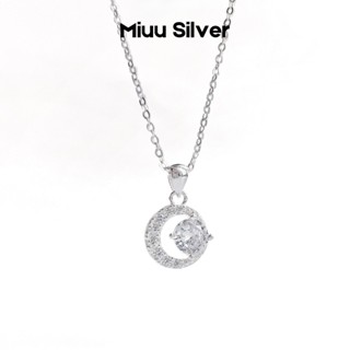  Dây chuyền bạc nữ Miuu Silver vòng cổ nữ hình mặt trăng đính đá Mystery Moonie 