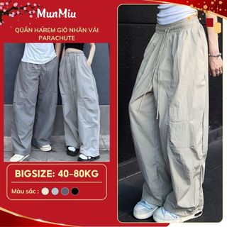  Quần ống rộng harem bigsize MunMiu gió nhăn 2 túi trước chất vải parachute dáng rộng unisex 993 