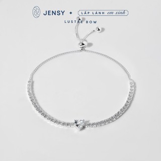  Lắc Tay Bạc Nữ S925 JENSY Dây Rút Đính Đá Trái Tim "Lustre Bow" LTTL11. Vòng Tay Bạc Nữ Xinh Xắn 