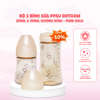 Bình sữa Grosmimi PPSU DOTGOM 200ml & 300ml kèm núm ti cho bé từ 1-5 tháng, mềm mại như ti mẹ
