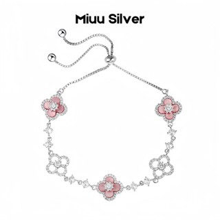  Vòng tay bạc nữ cỏ 4 lá Miuu Silver lắc tay nữ hình cỏ 4 lá Sakura Cleef 