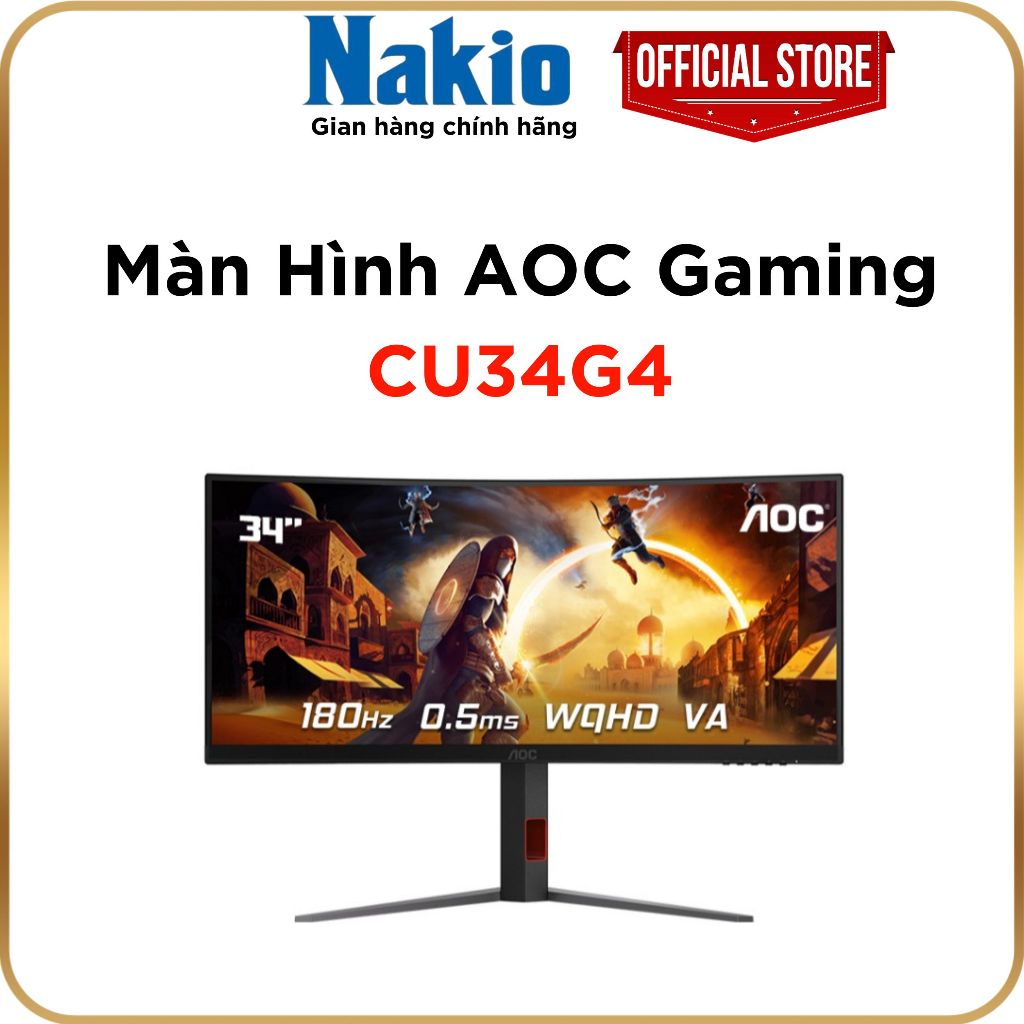 Màn hình Gaming AOC CU34G4/67 (34 inch - WQHD - Fast VA - 180Hz - 0.5ms)- Bảo Hành Chính Hãng 36T