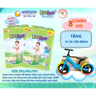   COMBO 8 GÓI KÈM QUÀ TẶNG  Tã Bỉm quần tiết kiệm Baby Love size 3XL33+2 4XL33+2 5XL33+2 - Kim Ngọc 