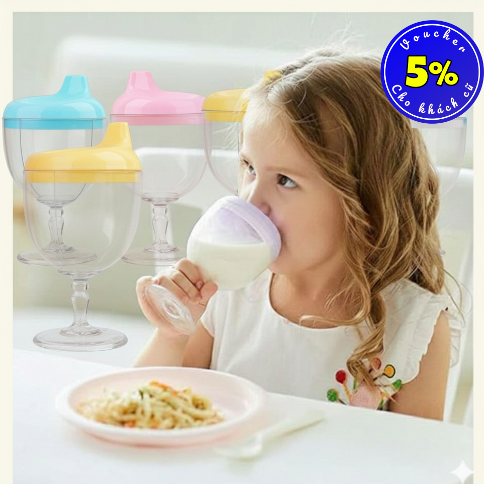 Ly uống nước, cốc uống sữa bằng nhựa tập uống cho bé- có lỗ li ti chống sặc, chống đổ mới nhất 2025