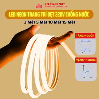  Dây đèn led trang trí Neon COB 220v uốn dẻo chống nước kèm nguồn  đèn decor phòng ngủ nội thất nhà cửa  có keo dính  