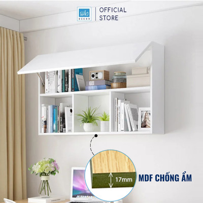 Tủ Sách Văn Phòng Treo Tường 3 Ngăn Có Cánh SIB Decor KT706