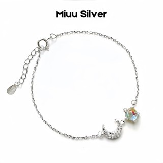  Vòng tay bạc Miuu Silver lắc tay nữ đá moonstone Nhật Nguyệt 