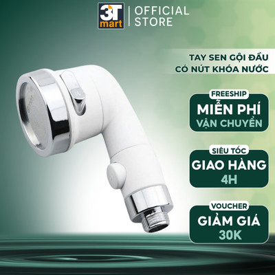 Bộ tay sen tăng áp có nút khóa nước, với 3 chế độ nước C'mon TS-07