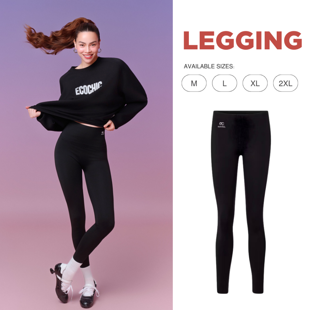 Quần legging dài ECOCHIC nữ cạp cao chất liệu su đúc định hình nâng mông dáng ôm co dãn A689