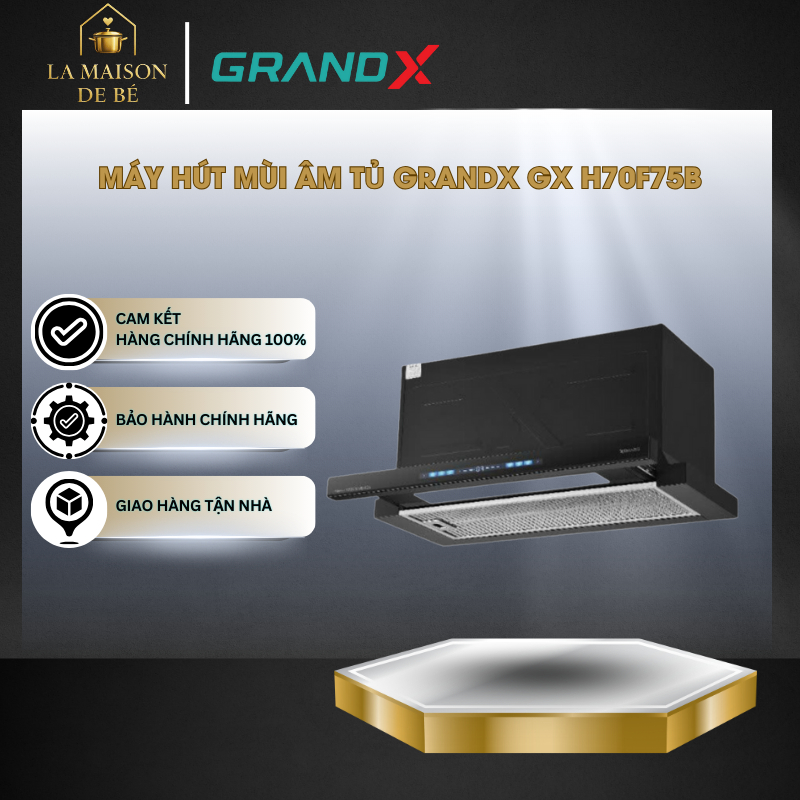 Máy Hút Mùi Âm Tủ GrandX GX H70F75B - 70cm - Hẹn Giờ 3 Cấp Độ - Smart Inverter BLDC - LMS