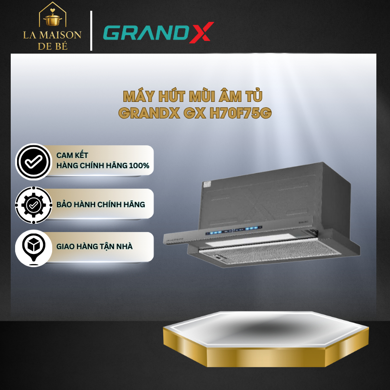 Máy Hút Mùi Âm Tủ GrandX GX H70F75G - 70cm - Hệ Thống Đóng Mở Cửa Hút Tự Động - LMS