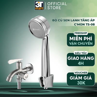 Bộ vòi sen tăng áp C'mon TS-08 + Củ sen lạnh C'mon CSL-01