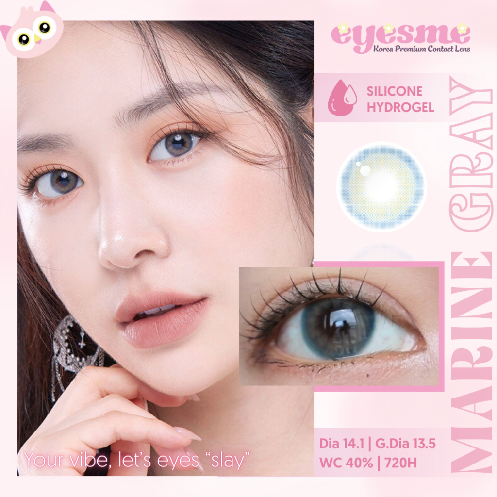 Lens Eyesme - Marine Gray - Màu lens xám tự nhiên - Kính áp tròng Hàn Quốc