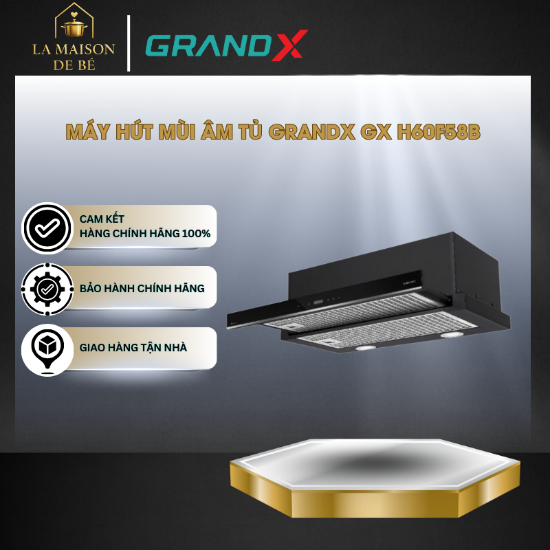 Máy Hút Mùi Âm Tủ Lite GrandX GX H60F58B - 60cm - Điều Khiển Cảm Ứng Kỹ Thuật Số Digital - LMS