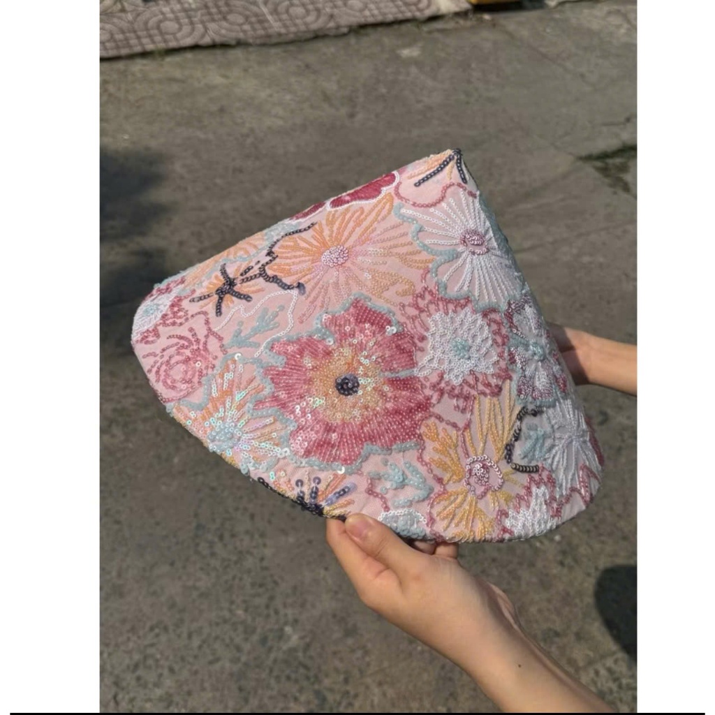 Nón Lá Bọc Kim Sa Bling Nón Kim Sa Người Lớn Trẻ Em Phụ Kiện Aó Dài [Tặng Quai Ngọc+ Lụa]