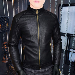  Áo Khoác da nam cổ tàu khoá đồng cao cấp fom ôm body HTPA NAKA-LUXURY chất da cao cấp không bong tróc 