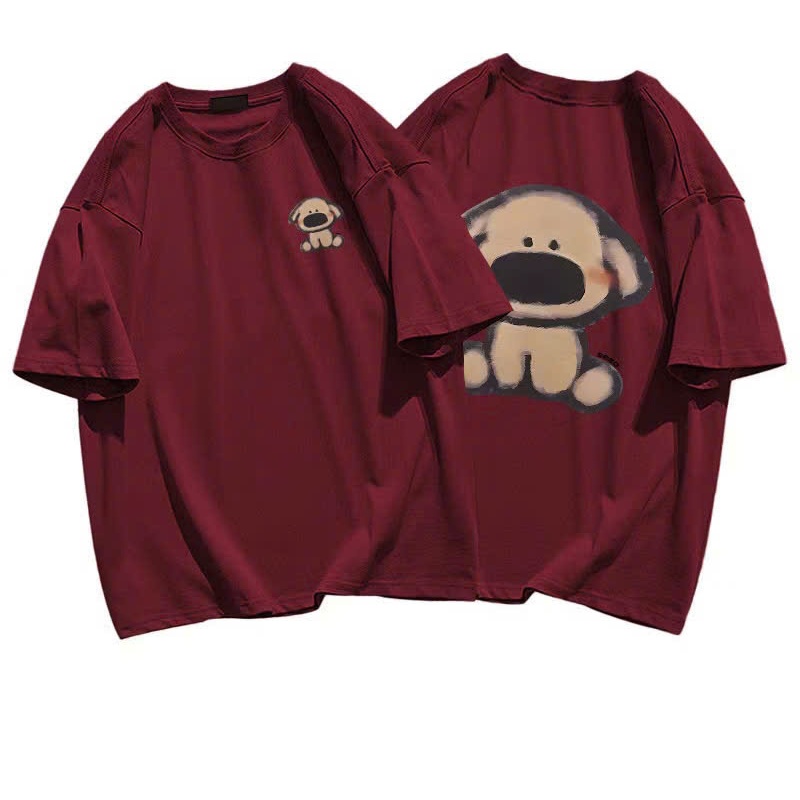 Áo thun phông nữ nam form rộng KONOVA chất liệu cotton khô in hình chó mũi to 2 mặt Konova store