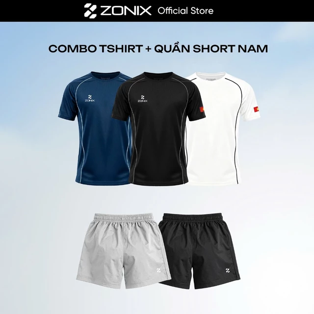 Set thể thao nam pickleball, bộ đồ thể thao cao cấp Zonix in logo cờ Việt Nam co giãn 100% polyester