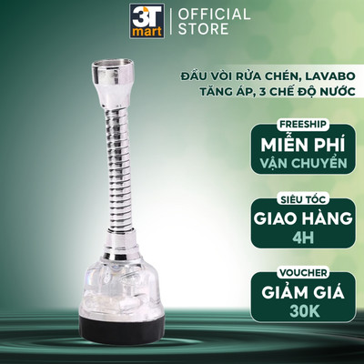 Đầu vòi rửa bát tăng áp điều hướng trục lò xo 17cm xoay 360 độ 3 chế độ nước C'MON DV-04đ (đen trong)
