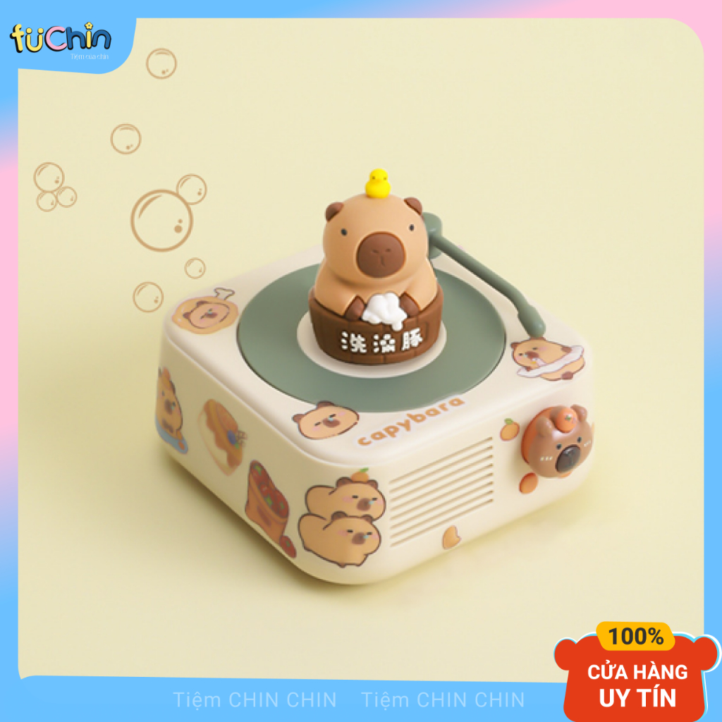 Loa Bluetooth Capybara đĩa than  (gói quà INBOX ) không dây xoay Vintage Quà Tặng Sinh Nhật , Decor 