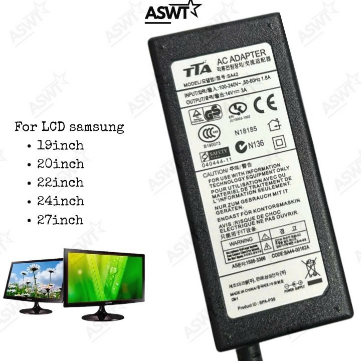 Dây nguồn cho màn hình Samsung 19inch 20inch 22inch 24inch 27inch 14V-3A TTA - FULL VAT