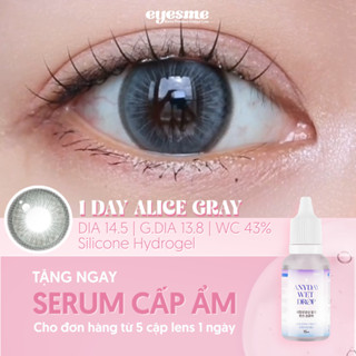   Lens 1 ngày  Kính áp tròng Eyesme - 1Day Alice Gray - Lens xám giãn tròng hack mắt to tròn 