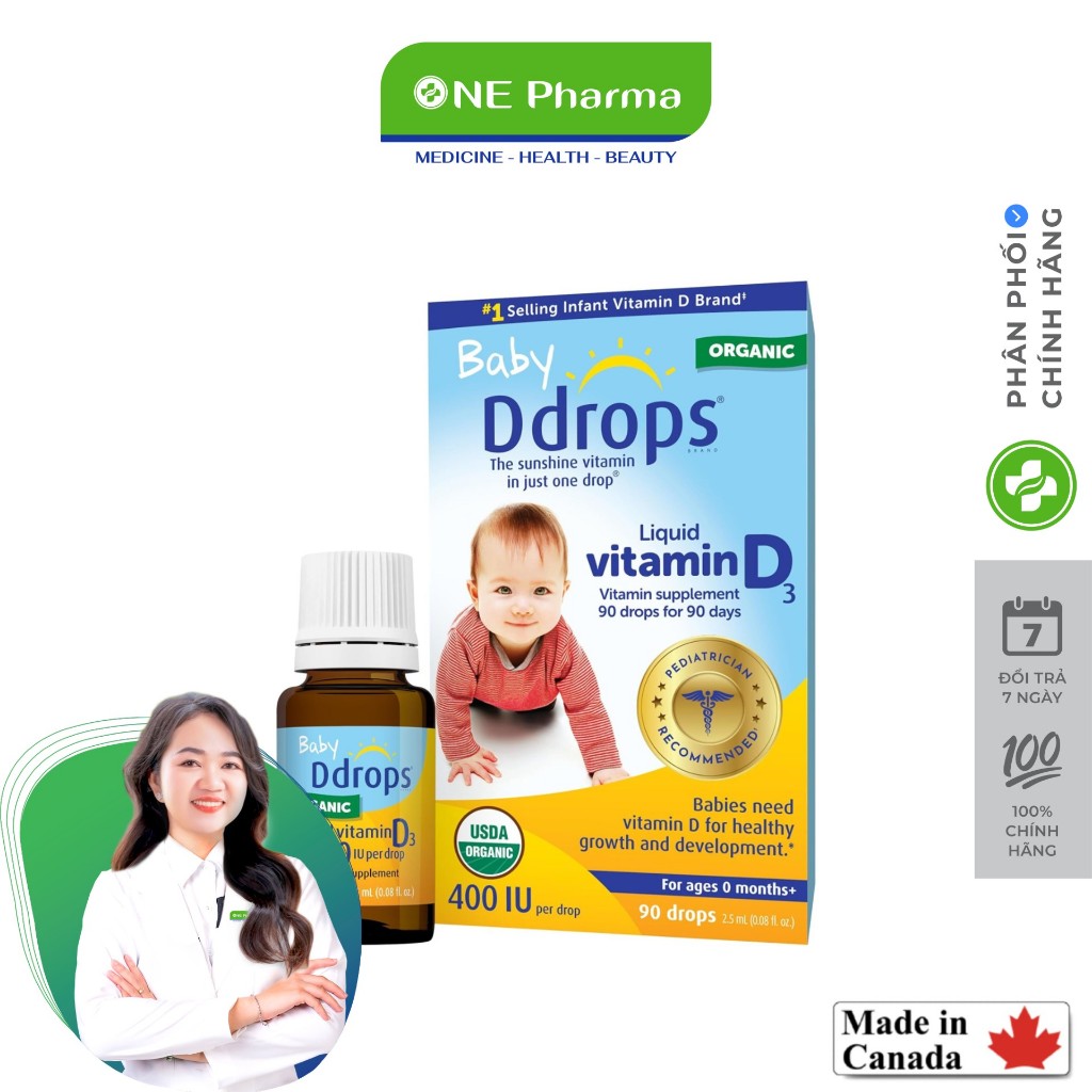 Vitamin D3 Ddrop Baby Hỗ Trợ Hấp Thu Calci Cho Trẻ Sơ Sinh - 2.5ml
