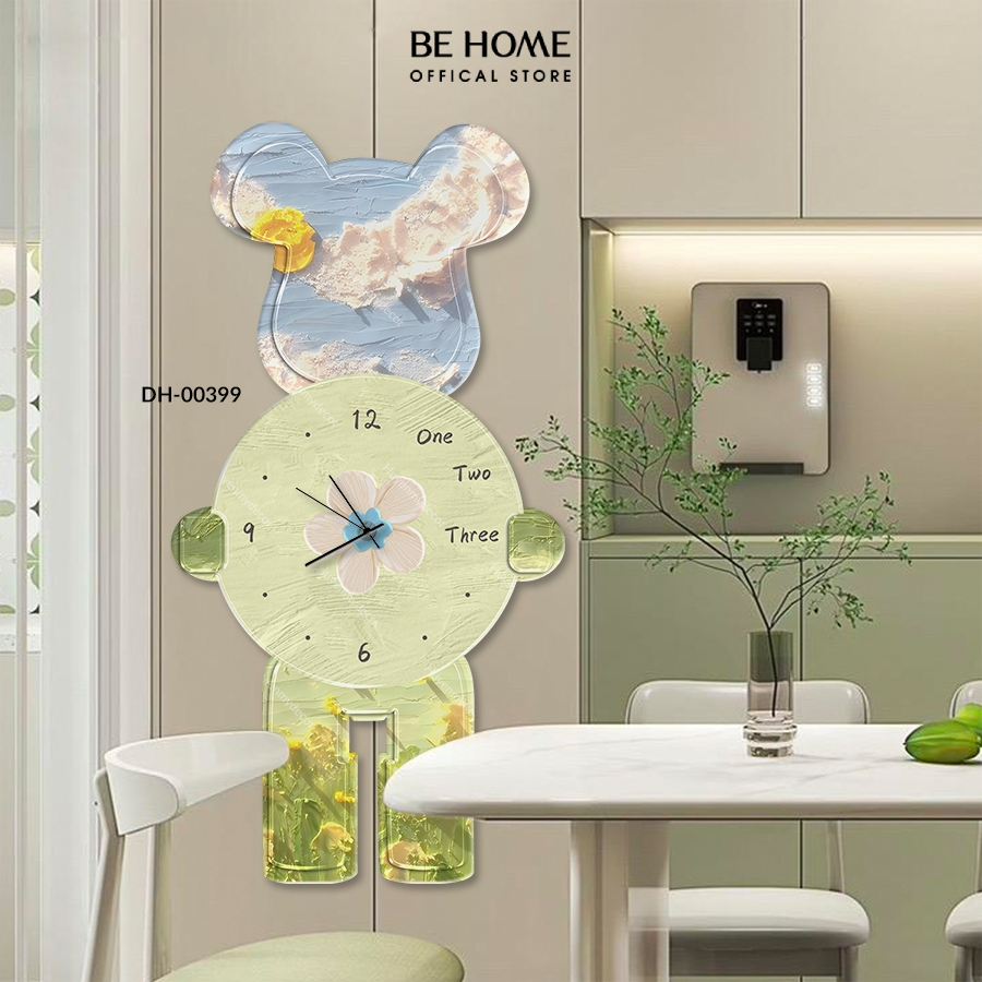 Đồng Hồ Gấu Beabrick Tranh Treo Tường Trang Trí Phòng Khách, Phòng Ngủ Spa.... Behome Decor