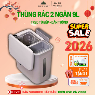  Thùng Rác Thông Minh 2 Ngăn Đựng Tách Khô Và Ướt Thùng Rác Treo Tường Phòng Bếp Dung Tích Lớn 9L 