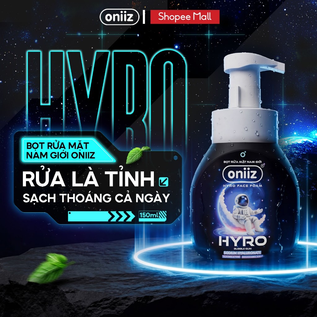 Bọt rửa mặt nam giới Hyro Face Foam Oniiz - Đánh thức làn da, sạch sâu, sảng khoái tức thì 150ml