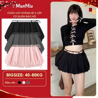  Chân váy nữ MunMiu chân váy phồng bí ngô 2 lớp có quần bảo hộ phong cách trẻ trung năng động 512 