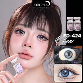   6m  Lens mắt FD-424 BLUE màu xanh loang viền đen nổi bật size lớn - thương hiệu LUNA EYES 