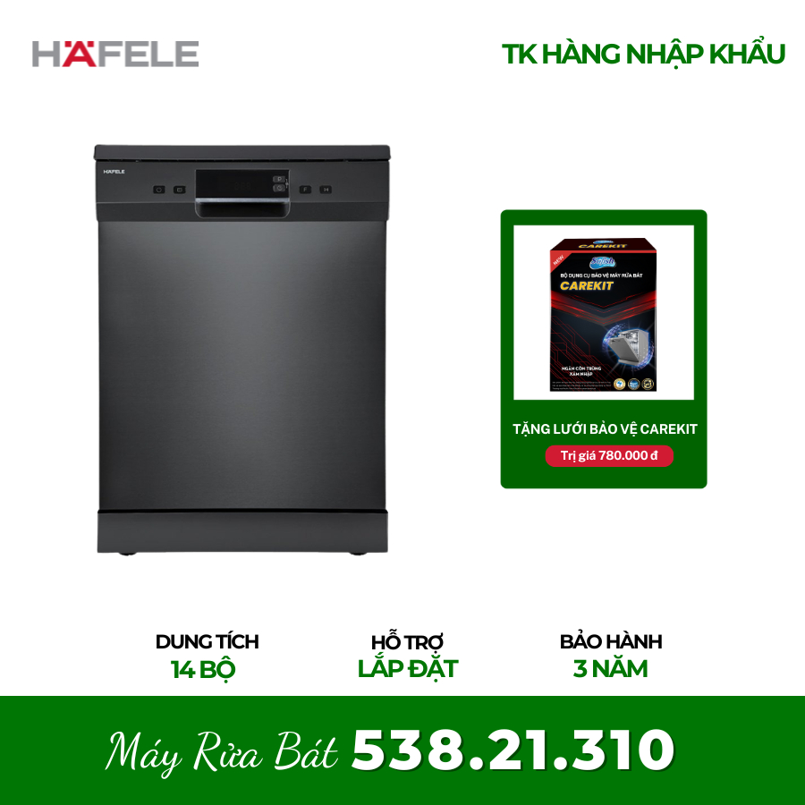 [BH 3 NĂM + TẶNG LƯỚI CAREKIT BẢO VỆ MÁY] Máy Rửa Chén HDW-F60EB Hafele 538.21.310