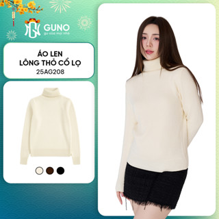  Áo len nữ GUNO lót lông thỏ cao cấp mềm mịn co giãn tốt cực ấm giữ nhiệt mùa đông 25AG208 
