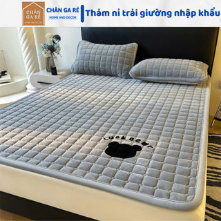 (Hàng nhập)Thảm trải giường mùa đông nỉ nhung giữ nhiệt ấm áp đủ size 1m6, 1m8, 2m2