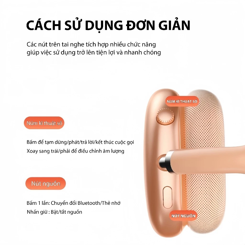 Tai Nghe Chụp Tai Không Dây W65 Airmax Chụp Tai, Tai Nghe Bluetooth Ổn Định, Đeo Êm, 2 Kiểu Kết Nối | BigBuy360 - bigbuy360.vn