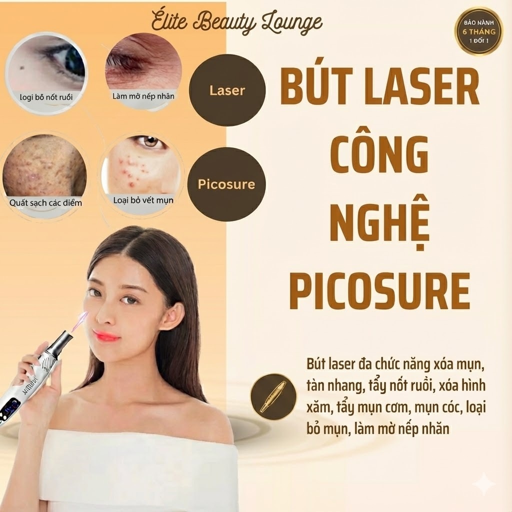 Bút laser công nghệ Picosure xóa tàn nhang, giảm hình xăm, tẩy lông mày, trị mụn, giảm sưng viêm CSS