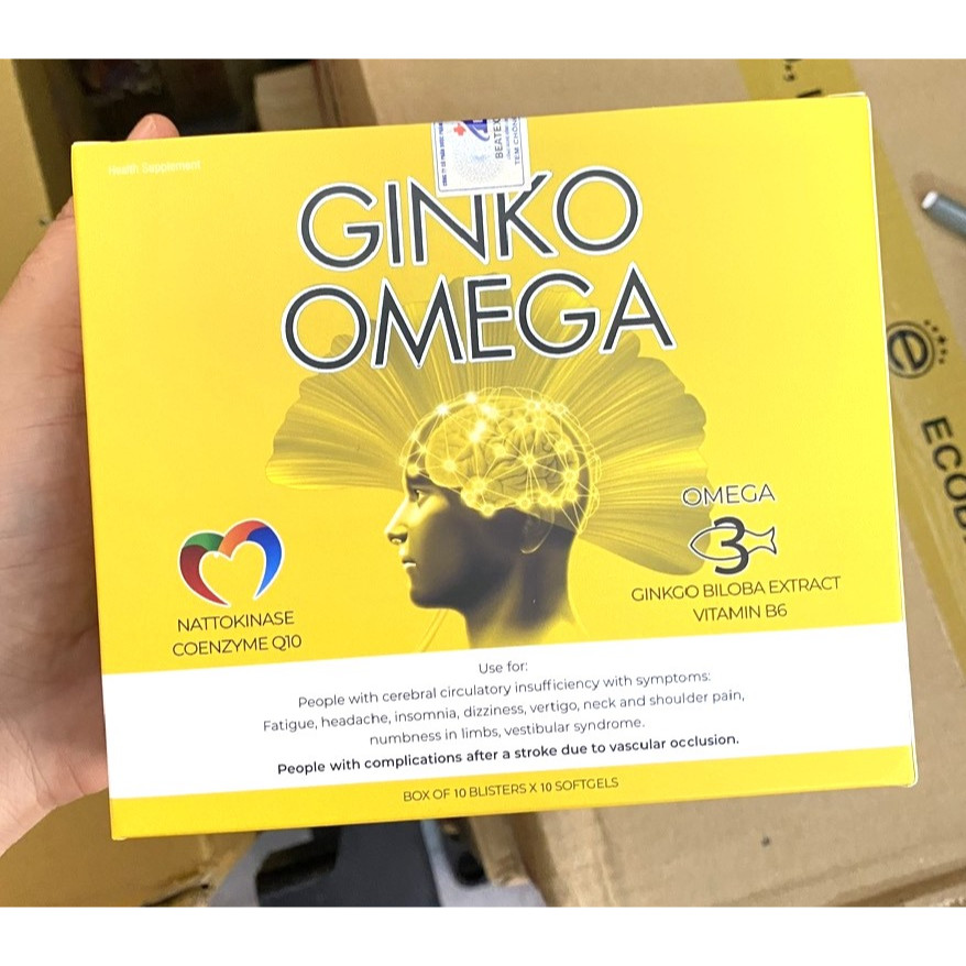 GINKGO OMEGA 3 Ginkgo Q10 Ginko trí nhớ và chứng mất ngủ hoạt huyết dưỡng não, đau đầu chóng mặt, ng