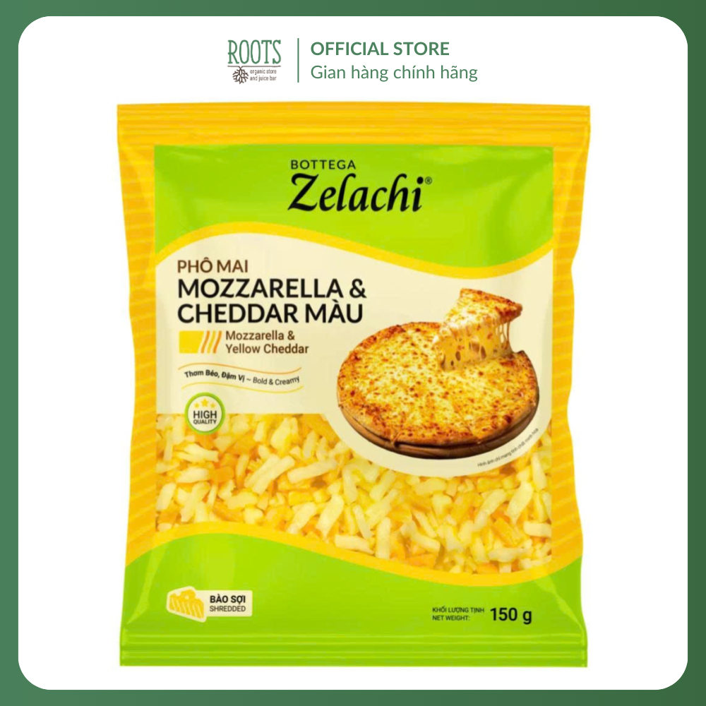 (Ship hỏa tốc) BOTTEGA ZELACHI - Phô Mai Bào, Mozzarella & Yellow Cheddar Shredded Cheese (150g)