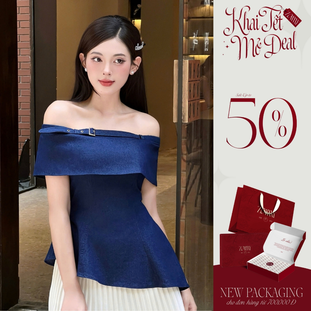 ZAMY SHOP - ÁO TK bò đai ngực gấu chéo áo kiểu xinh, áo kiểu nữ đẹp tiểu thư, áo kiểu sang chảnh