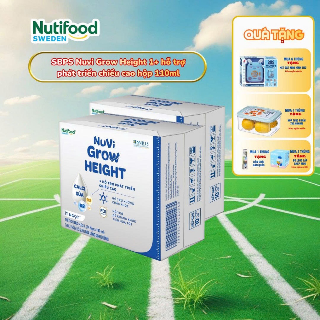 [CÓ QUÀ] Combo 2 Thùng 24 hộp SBPS Nuvi Grow Height 1+ hỗ trợ phát triển chiều cao hộp 110ml