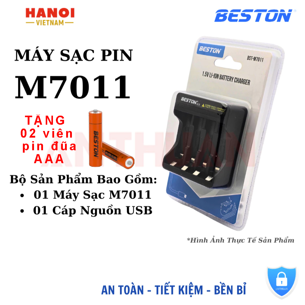 Sạc pin Beston M7011 tương thích pin AA/ AAA 1.5v (tặng 2 viên pin đũa beston aaa)