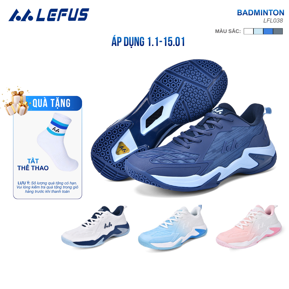 Giày Cầu Lông LEFUS L038 CHÍNH HÃNG, Giày Thể Thao Chuyên Dụng, Siêu Êm, Trợ lực Chống Lật