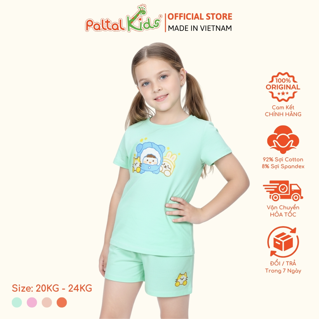 [PALTAL KIDS] Đồ Bộ Đùi Cotton Mỹ Bé Gái Cao Cấp - 5162 - Size 12