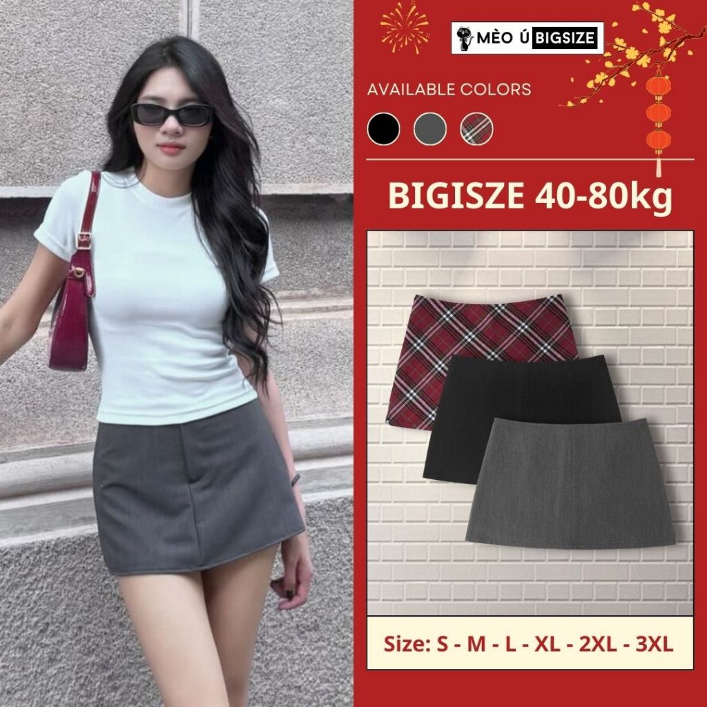Chân váy nữ BIGSIZE Mèo Ú váy ngắn chữ A cạp trễ vải tuypsi đứng form tôn dáng trẻ trung năng động 5938 | BigBuy360 - bigbuy360.vn