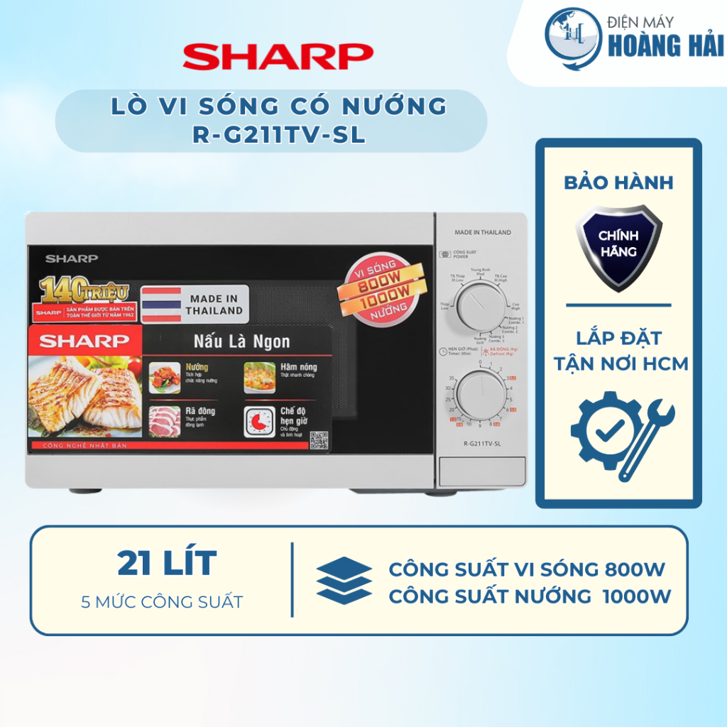 R-G211TV-SL | Lò vi sóng có nướng Sharp R-G211TV-SL 21 lít - Hàng chính hãng