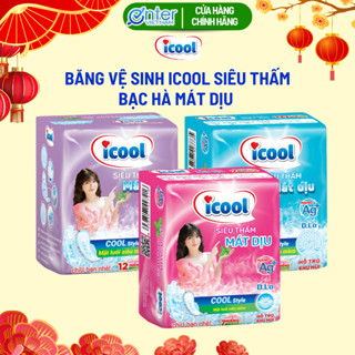  Băng Vệ Sinh Icool  Siêu Thấm  Mặt Lưới Khô Thoáng Bạc Hà Mát Dịu  8 Gói  