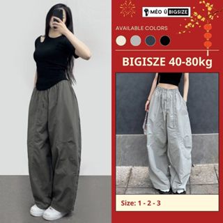  Quần harem nữ BIGSIZE quần harem gió nhăn vải parachute dáng rộng unisex 993 