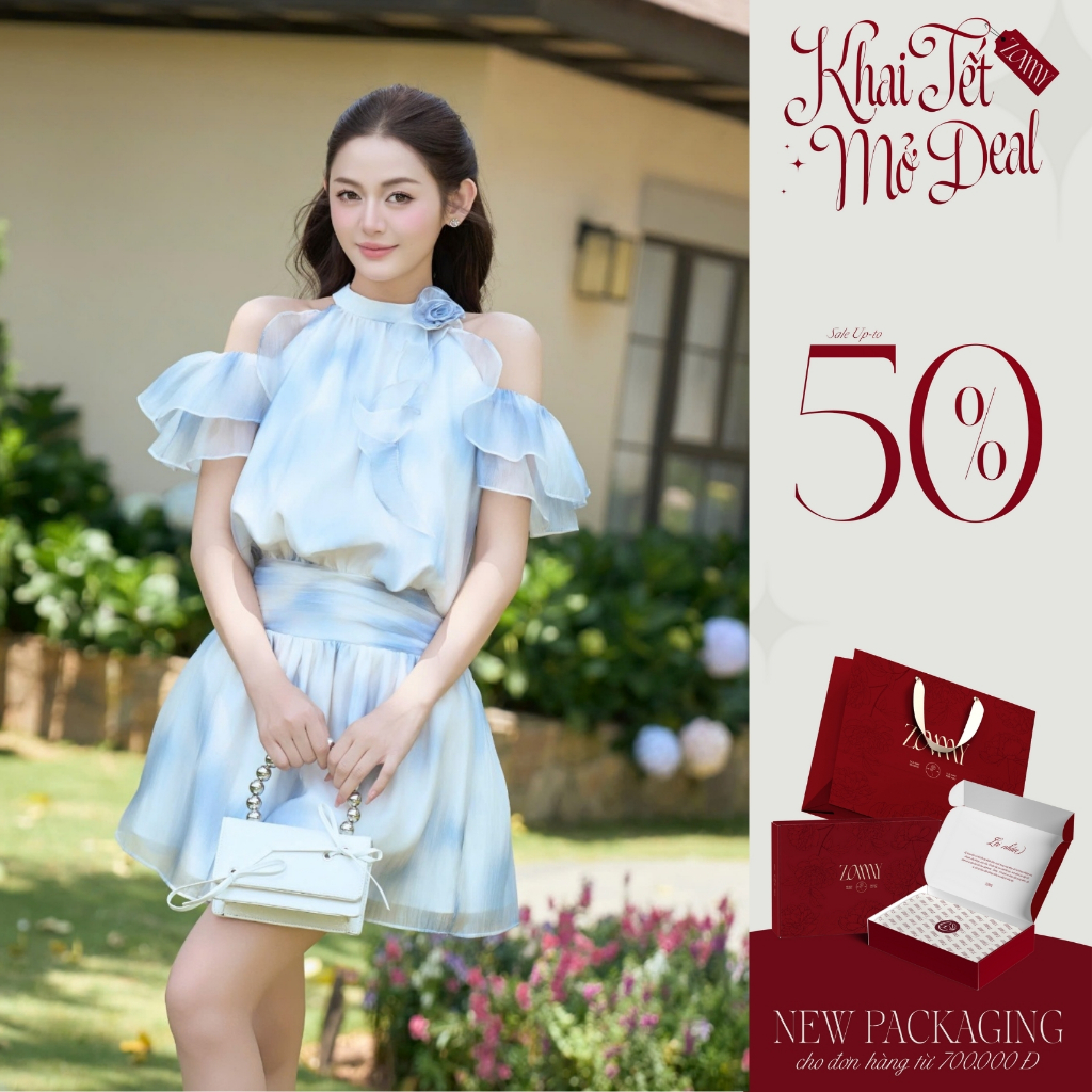 ZAMY SHOP - Váy TK cổ yếm tơ hoa chun sau váy nàng thơ, váy xinh nhẹ nhàng, váy đi biển đẹp,đầm xinh