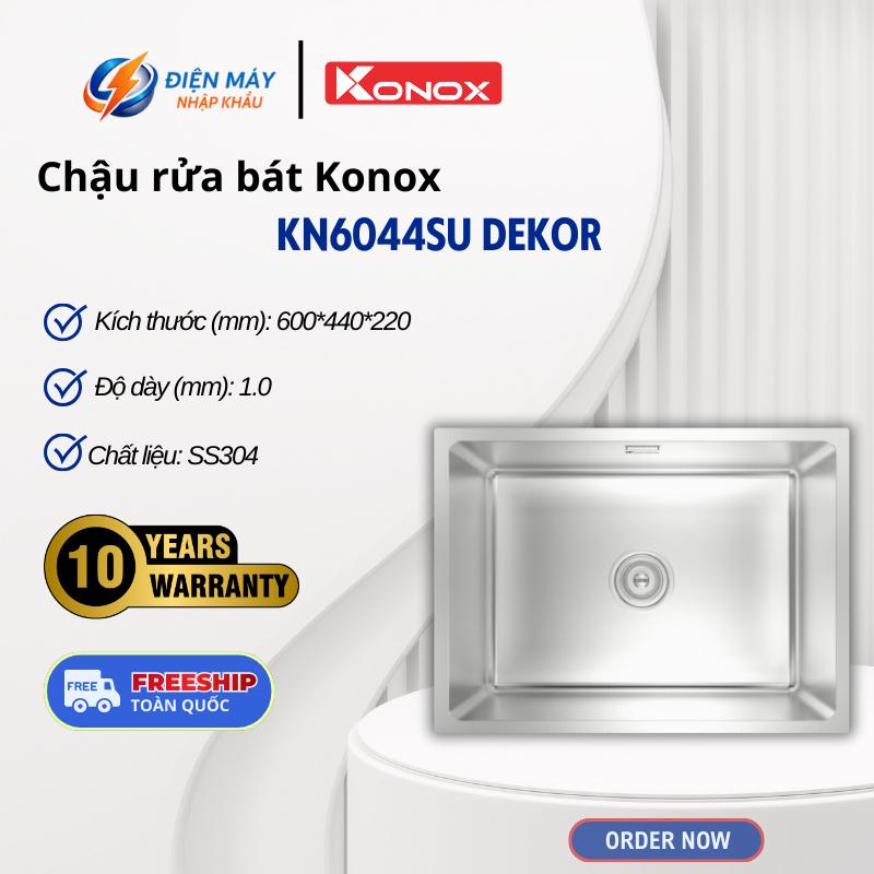 Chậu Rửa Bát Konox KN6044SU Dekor – Chống Xước Cao – Chống Mài Mòn – Cho Phép Lắp Âm
